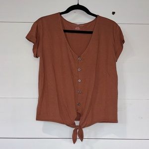 American Eagle Button Front Top with Tie
